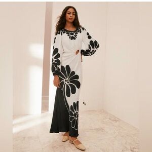 NWT Farm Rio Ecovera black and white cut out Floral Maxi Dress